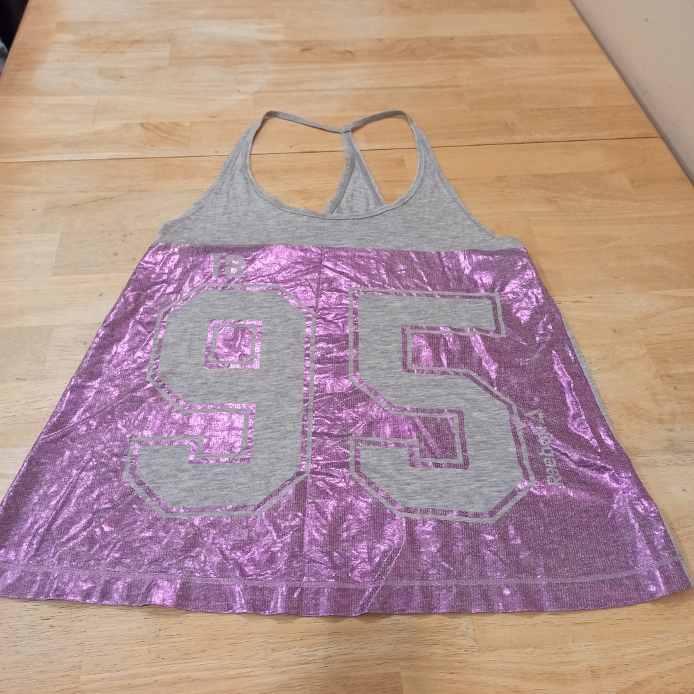 Reebok Purple and Gray Tank Top Size Medium